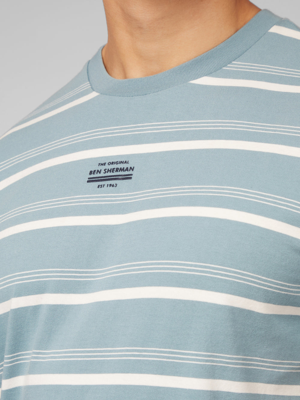 T-Shirt Ben Sherman Fine Stripe Bleu | NLQ-50065690